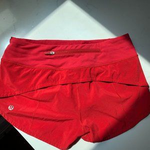 Lululemon Speed Up Shorts,Low-Rise 2.5", Red size 2